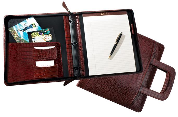 Raika RM 179 BROWN 3 Ring Zipper Binder and Handle - Brown