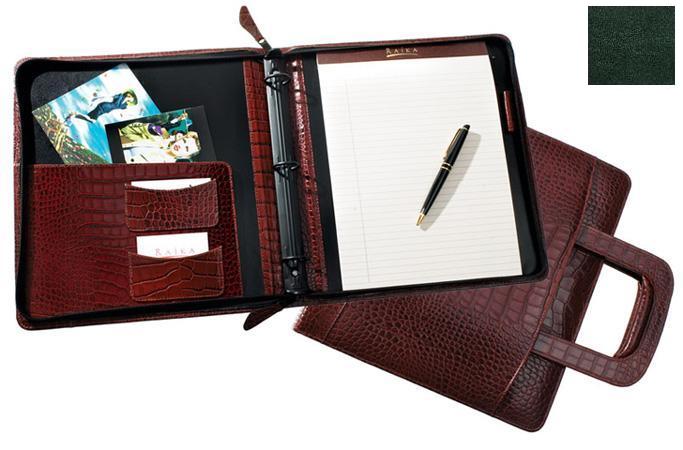Raika RM 179 GREEN 3 Ring Zipper Binder and Handle - Green