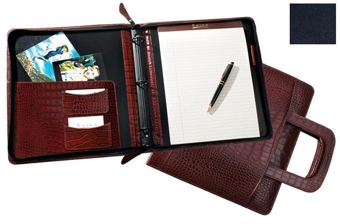 Raika RM 179 NAVY 3 Ring Zipper Binder and Handle - Navy