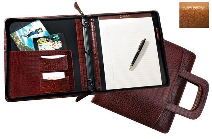 Raika RM 179 TAN 3 Ring Zipper Binder and Handle - Tan