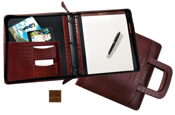 Raika VI 180 COGNAC 3 Ring Zipper Planer Binder with System - Cognac