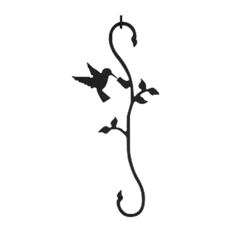 Village Wrought Iron SHD18 Hummingbird wFlower SHook  Black