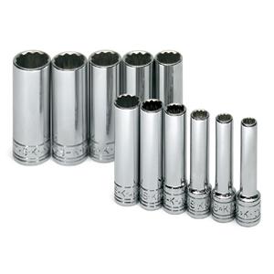 25in. Drive 12 Point Metric Deep Socket Set - 11 Pieces