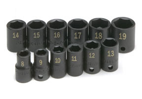Skt4062 .38in. Drive 6 Point Impact Socket Set - 12 Pieces