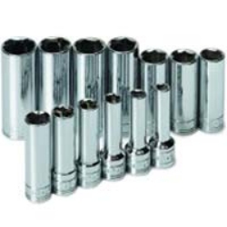 Skt1863 .38in. Drive 6 Point Metric Deep And Extra Deep Socket Set - 13 Pieces