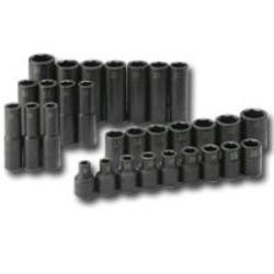 Skt4053 .50in. Drive 6 Point Metric Standard And Deep Impact Socket Set - 30 Pieces