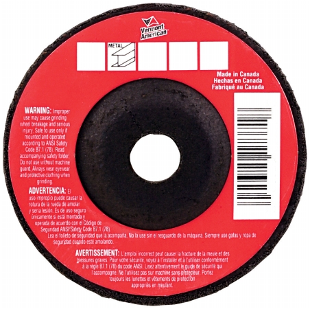 Vermont American 4in. X .25in. Metal Cutting Grinding Wheel Depressed Center 173