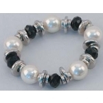 049-40141 Silver Tone Necklace With Black & White Beads
