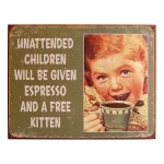 034-1557 Tin Sign Unattended Child