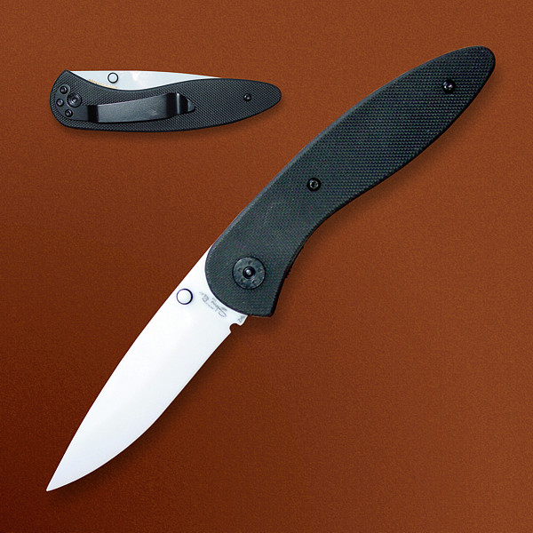 SRG2GLW Ceramic Folding Knife  G10 Handle  White 3-.25 in. Blade  Pocket Clip