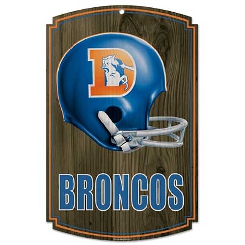 Caseys Distributing 3208571792 Denver Broncos Wood Sign Throwback Helmet