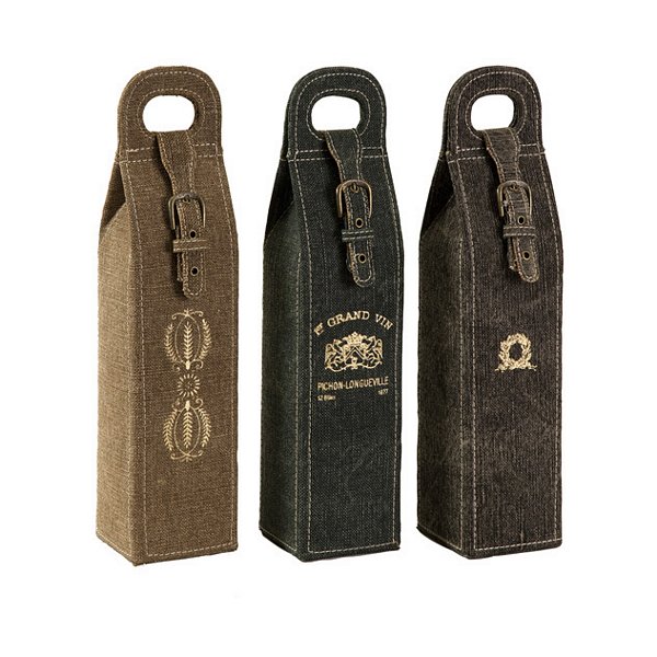 Imax 680003 Set of 3 William Linen Wine Bottle Holders