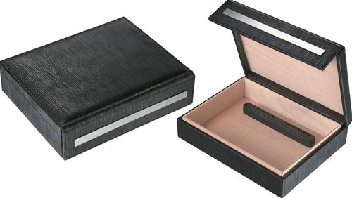 Visol VHUD80 Aspen Black Leather Travel Cigar Humidor with Humidifier