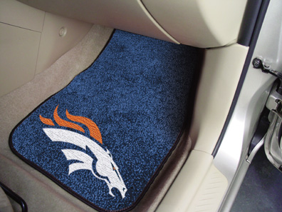 Caseys Distributing 4610405717 Denver Broncos Printed Carpet Car Mat 2 Piece Set