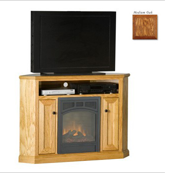 Eagle Industries 53740WPMD 32 in. Corner Fireplace with Doors Medium Oak