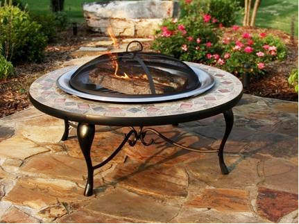 Asia DirectAD658S 40 in. Copper and Slate Fire Pit Table with Stainless Steel Fire Bowl