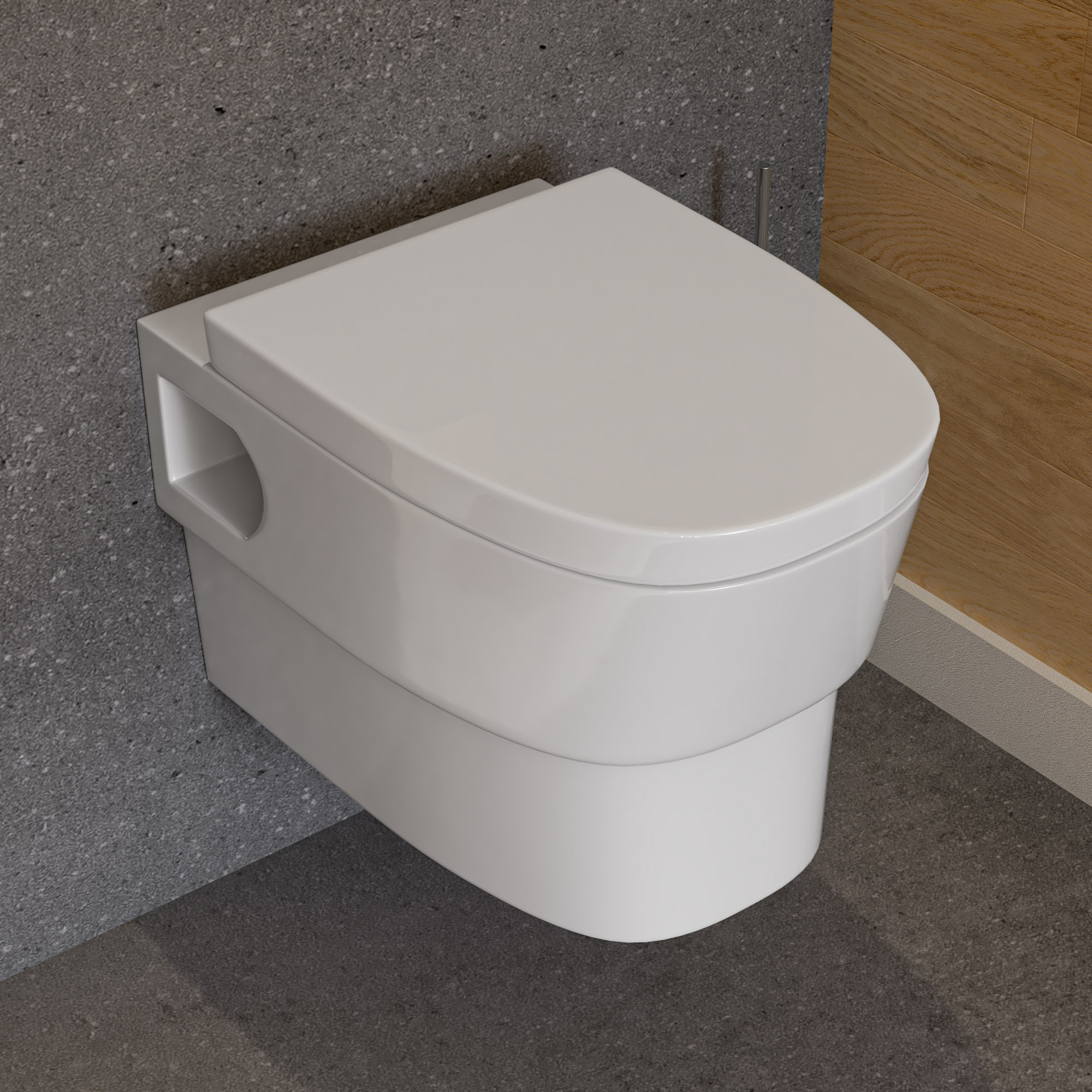 Wd332 Round Modern Wall Mount Dual Flush Toilet White
