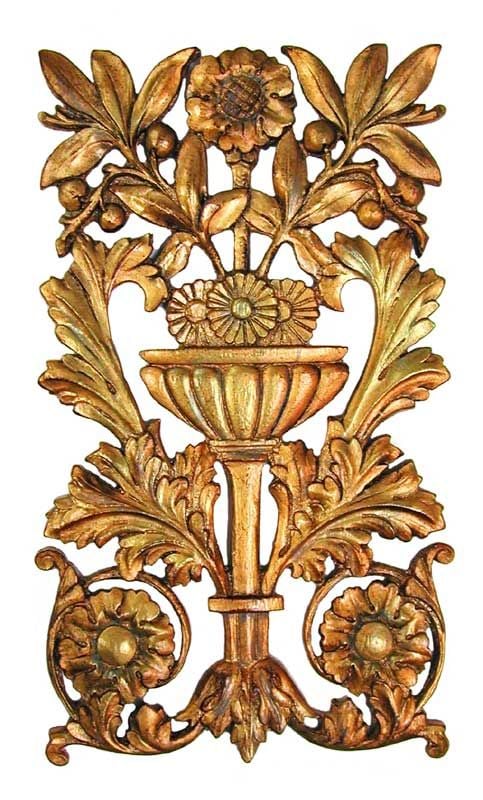 2209ag Openwork Floral Carving In Antique Gold Finish