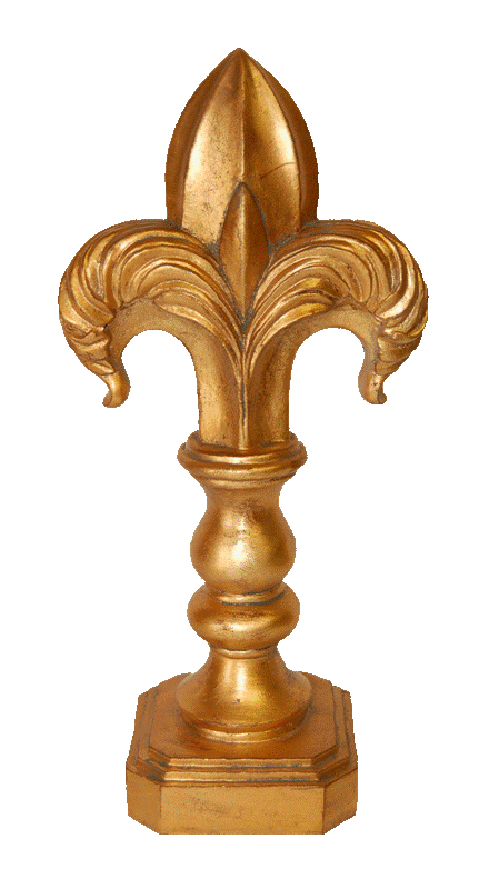 34308 Et Grand Fleur De Lis Finial Gold Statue Tabletop Decor