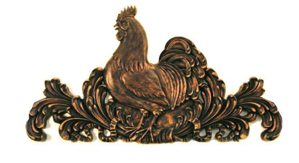 Hm2630-wl Carved Rooster Overdoor Walnut Wall Plaque Decor