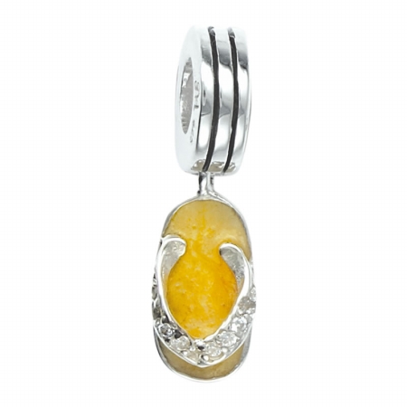 141033 Yellow Sandal Dangle in Sterling Silver with Enamel amp;amp; White Swarovski Zirconia. Weight 2.40g Sandal