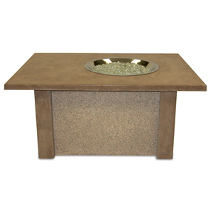 Outdoor Greatroom Company SANJUANCFMK San Juan Fire Pit Coffee Table in Ameristone Stucco Base#44; with Mocha Supercast Top#44; AND Crystal Fire Burner