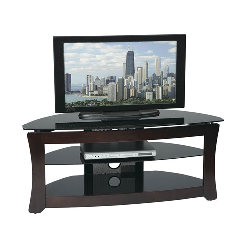 Office Star Products TV2548TDC 48 in. OSP Tool Less Wood and Glass TV Stand Black Glass and Dark Cherry