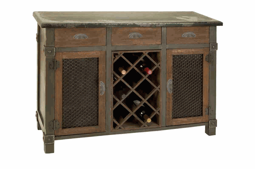 Benzara 54400 Wood Wine Cabinet With 3 Drawers and 2 Storage Racks