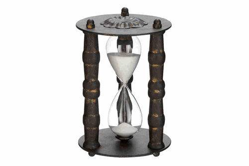Benzara 63274 Metal Glass Sand Time Scientific Table Top Decor