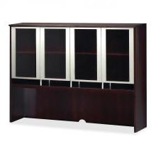 Mayline NH63MAH Napoli Series Assmbld Hutch With Glass Doors, 63W X 15D X 50=H, Mahogany