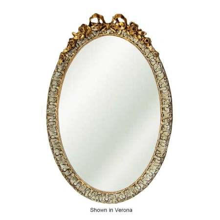 5075ag Oval With Bow Mirror-antique Gold