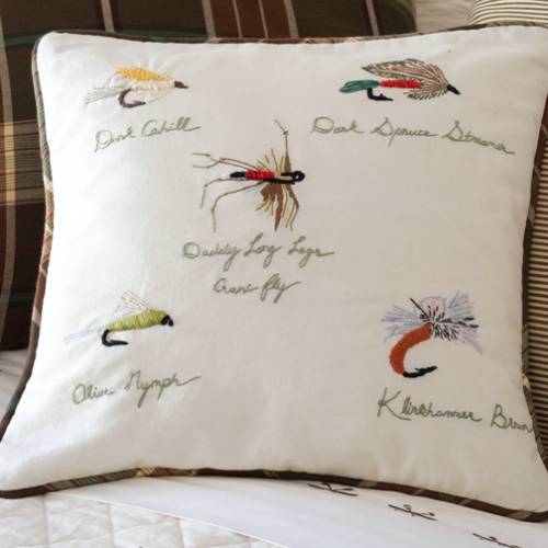 Taylor Linens 104FLIESEMB Fishing Flies 16 in. x 16 in. Pillow
