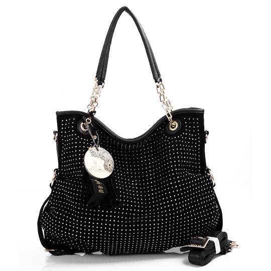DIOU SZ011009 Metallic Rhinestone Studded Hobo Handbag