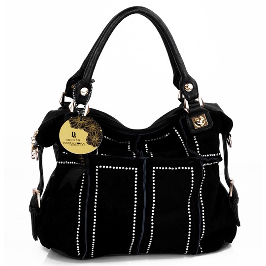 DIOU SZ011011 Crystal Rhinestone Accent Hobo Handbag