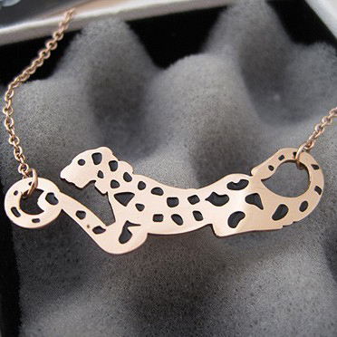 CET Domain SZ111049 Golden Titanium Steel Leopard Styled Gold Necklace