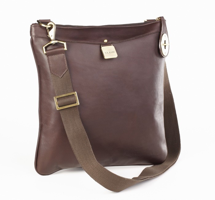 Clava 713BLK Leather Turnlock Cross Body Black