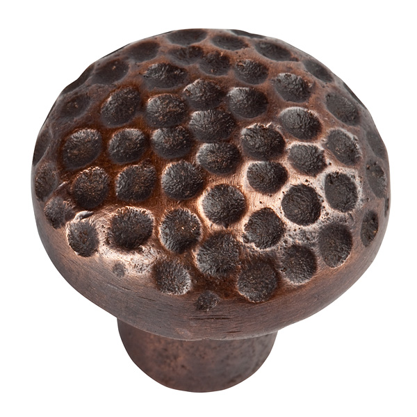 The Copper Factory Solid Cast Copper Small Round Knob in Antique Finish CF100AN