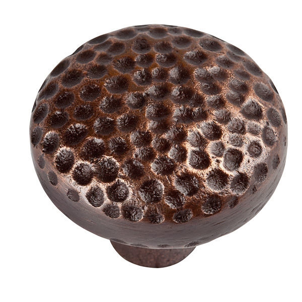 The Copper Factory Solid Cast Copper Large Round Knob in Antique Finish CF102AN