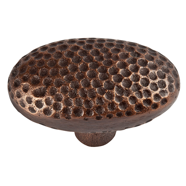 Solid Cast Copper Large Oval Knob In Antique Finish -