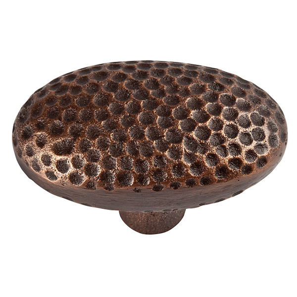 The Copper Factory Solid Cast Copper Large Oval Knob in Antique Finish CF106AN