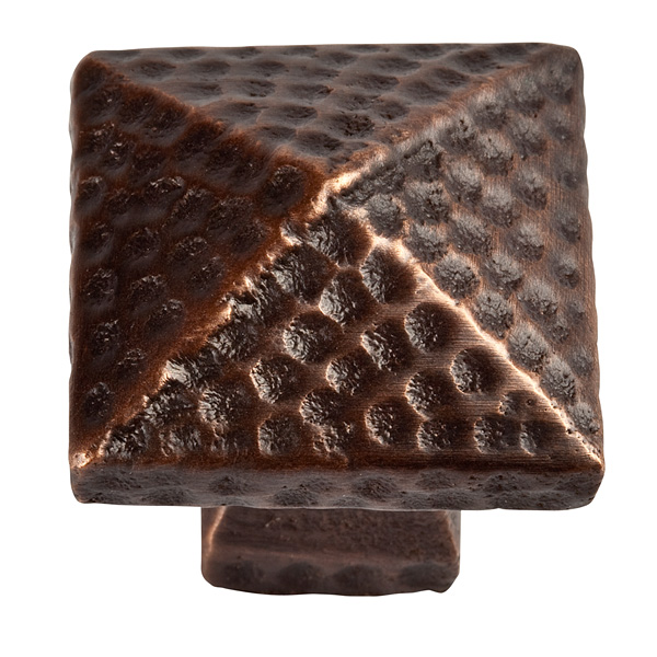 The Copper Factory Solid Cast Copper Small Pyramid Knob in Antique Finish CF108