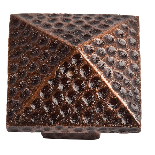 The Copper Factory Solid Cast Copper Large Pyramid Knob in Antique Finish CF110