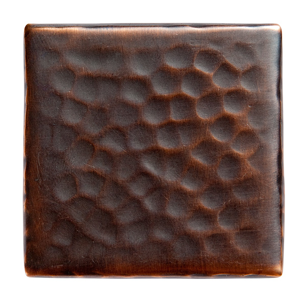 Solid Hammered Copper 2in.x2in. Decorative Accent Tile In Antique Copper Finish - Cf143an