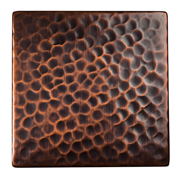 Solid Hammered Copper 4in.x4in. Decorative Accent Tile In Antique Copper Finish -