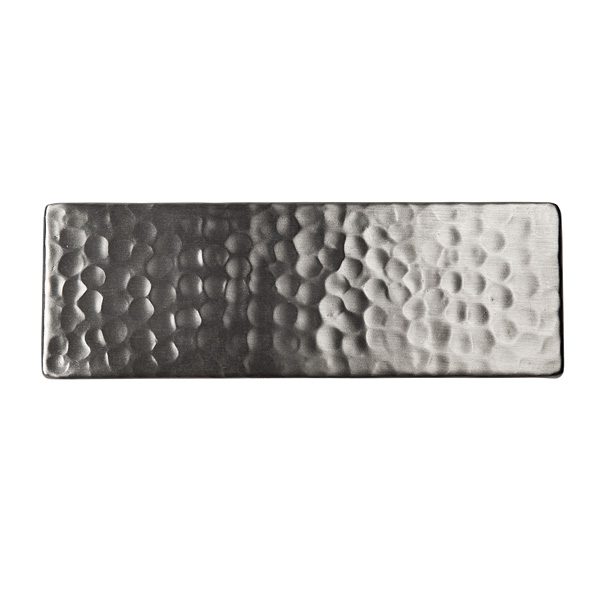 Solid Hammered Copper 6in.x2in. Decorative Accent Tile In Satin Nickel Finish -