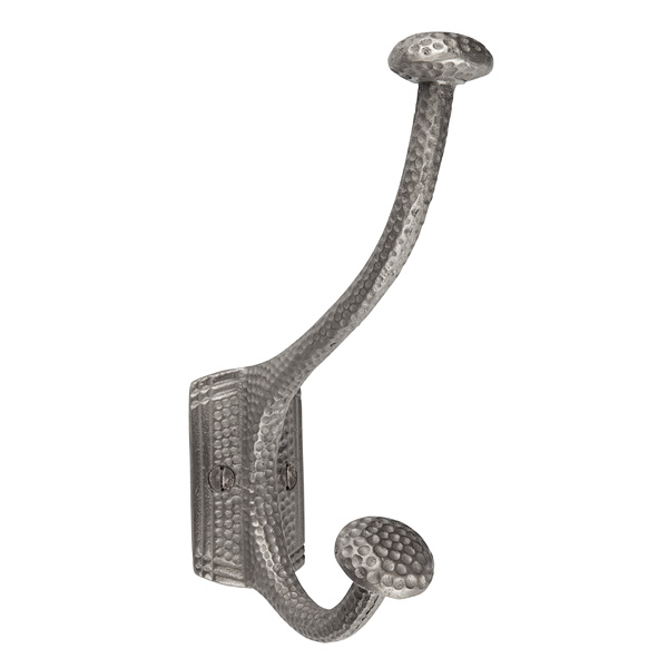 Solid Cast Copper Robe And Coat Hook With Mushroom Motif In Satin Nickel Finish - Cf128sn
