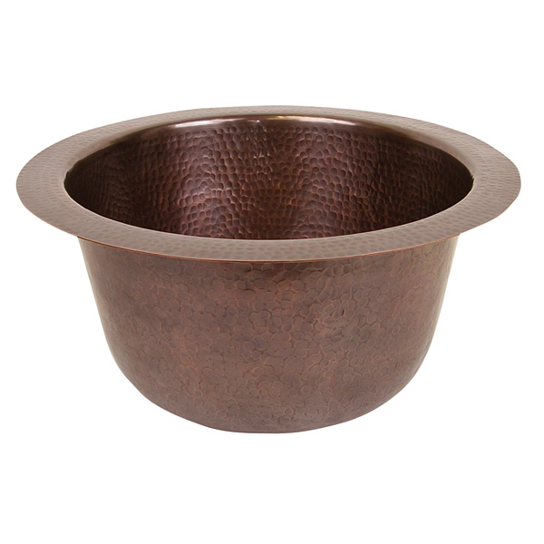 Solid Hand Hammered Copper 16in. Diameter Large Round Bar/prep Sink In Antique Copper Finish - Cf158an