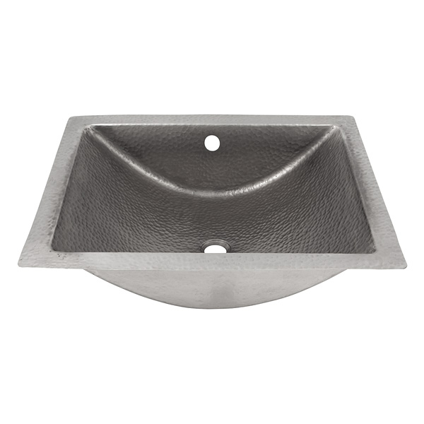 Solid Hand Hammered Copper Concave Undermount Lavatory Sink In Satin Nickel Finish - Cf169sn