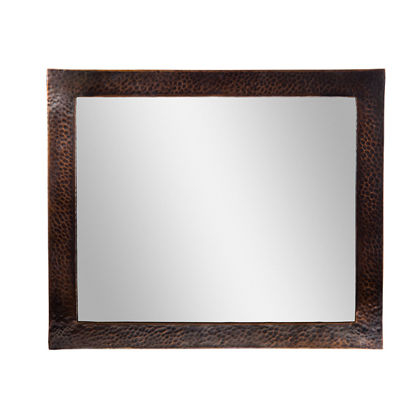 Solid Hammered Copper Framed Rectangular Mirror In Antique Copper Finish - Cf138an