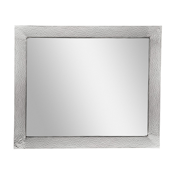 Solid Hammered Copper Framed Rectangular Mirror In Satin Nickel Finish - Cf138sn